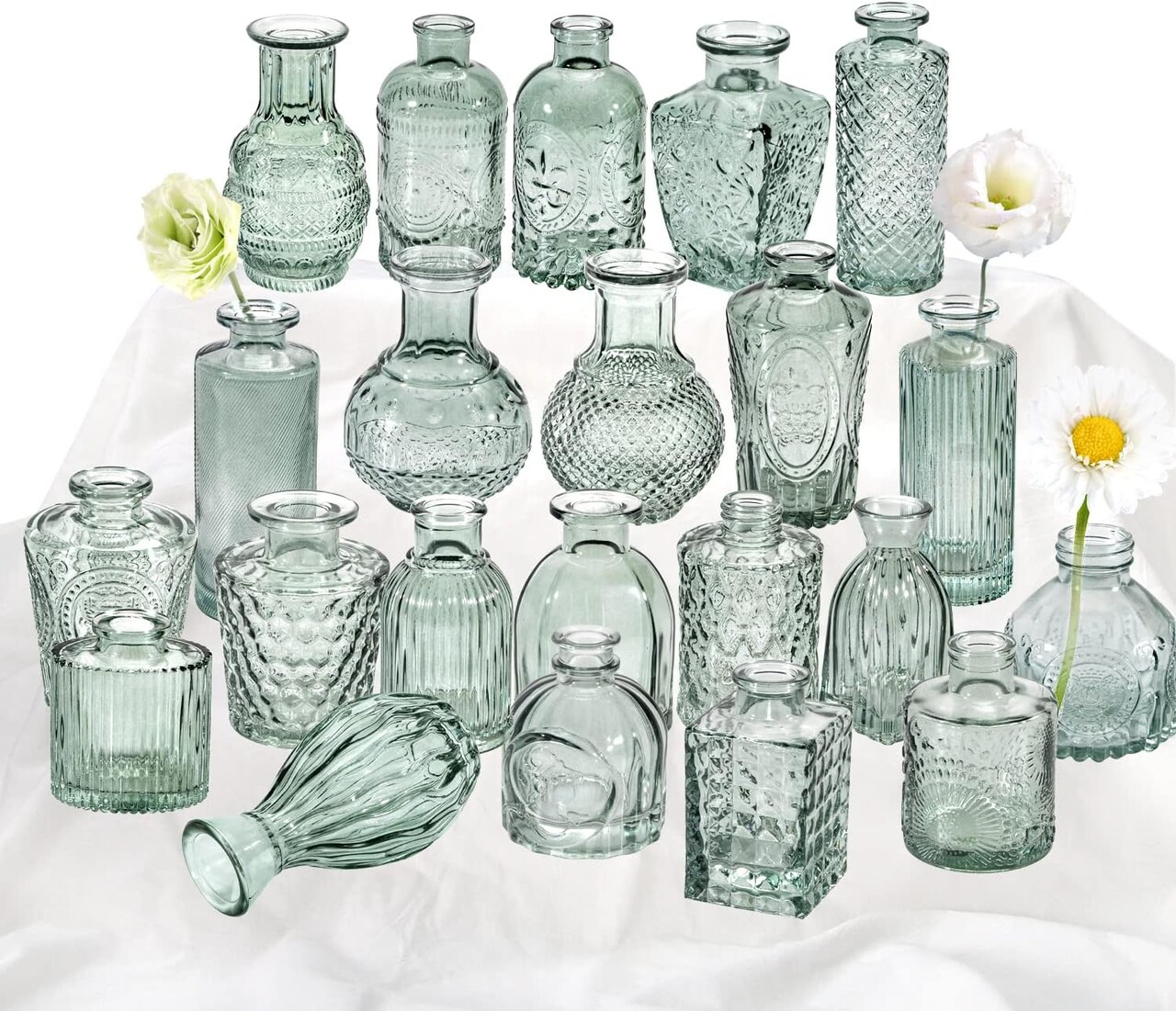 Set of 22 Clear Glass Bud Vases – Mini Rustic Centerpiece Vases for Wedding & Home Decor